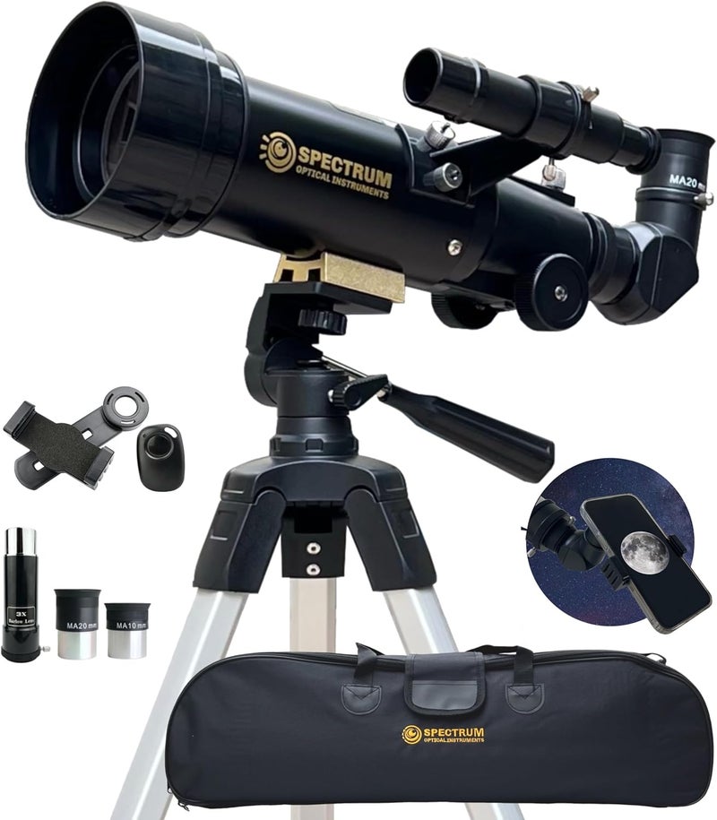 Spectrum Optical Instruments SpectrumOI Telescope for Kids, Telescope for Adults Astronomy Gifts for Kids 8-12 - Premium Refractor 70mm Aperture with Carry Bag and Phone Holder - Image 1
